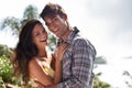 Enjoying being together. Portrait of an affectionate young couple on holiday. Royalty Free Stock Photo