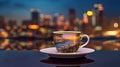 Enjoying Coffee with a Glimpse of the Urban Dawn. Generative AI
