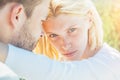 Enjoying the company of each other. Sensual foreplay. Young lovers. Tenderness and intimacy. Passionate love. portrait Royalty Free Stock Photo
