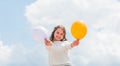 Enjoying concept. just have fun. freedom. summer holidays celebration. international childrens day. Happy child with Royalty Free Stock Photo