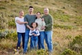 Enjoying the day with my parents and grandparents. a multi-generational family spending time together outdoors. Royalty Free Stock Photo