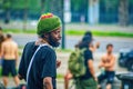 Enjoying early summer weather at a drum circle at Monument a sir George-Etienne Cartier, Montreal