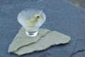 Enjoying a freshly shaken dirty gin martini on a warm summer evening with friends and family during a backyard party Royalty Free Stock Photo