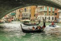 Enjoying a gondola ride on the Grand Canal in Venice