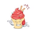 Enjoying music cherry ice cream cartoon mascot design