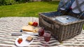 Summers day picnic set on the lawn with food and drink Royalty Free Stock Photo