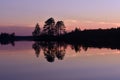 Midsummer sunset in Finnish Lapland in Kuusamo, Finland Royalty Free Stock Photo