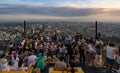 Enjoying sunset on King Power Mahanakhon building rooftop