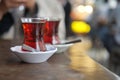 Enjoying tukish tea in a cozy cafe atmosphere today Royalty Free Stock Photo