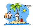 Enjoying Vacation at Beach - Office Businessman Employee Cartoon Vector Illustration Royalty Free Stock Photo