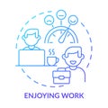 Enjoying work blue gradient concept icon