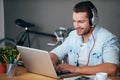 Enjoying work and good music. Royalty Free Stock Photo