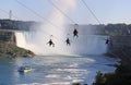 Enjoying zipline ride at Niagara Falls in summer