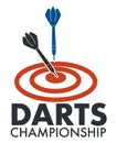 Darts championship, banner with arrows and target Royalty Free Stock Photo