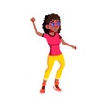 enjoyment young lady dancing disco on dance floor cartoon vector