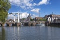 Drawbridge at the old harbor in Enkhuizen. Province of North Holland in the Netherlands