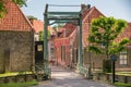 Enkhuizen, Netherlands, June 2022. The drawbridge at the entrance to the Zuiderzee Museum in Enkhuizen.