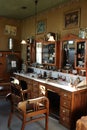 Enkhuizen, the Netherlands - October 12th 2018: Vintage barber shop interior