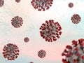 Coronavirus Sars Covid-19, influenza cells under microscope