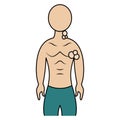 Enlarged lymph nodes. Color vector illustration. The patient has inflamed lymph nodes in the neck and armpits