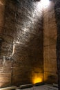 Enlightened hieroglyphs Inside the sanctuary at the centre of the egyptian Temple of Horus at Edfu, in Egypt