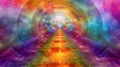 Enlightened Journey, Abstract Digital Pathway to the Divine. Generative Ai