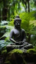 Enlightened Presence: A Serene Display of Buddha in the Woods