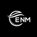 ENM letter logo design on black background. ENM creative circle letter logo concept. ENM letter design.ENM letter logo design on Royalty Free Stock Photo