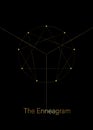 Enneagram icon, golden luxury sacred geometry, diagram logo template, one to nine concerning the nine types of personality, gold