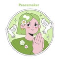 Enneagram Peacemaker type illustration. Flat vector illustration