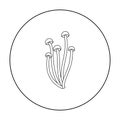 Enokitake icon in outline style isolated on white background. Mushroom symbol stock vector illustration.