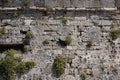 Enormous ancient walls of Rhodes. Medieval city in Rhodes town, Greece Royalty Free Stock Photo