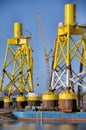 Loading offshore wind turbine bases on the river Tyne Royalty Free Stock Photo