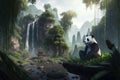 Enormous Chinese Panda in a Bamboo Forest: A Mystical, Magical, and Enchanting Scene