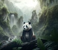 Enormous Chinese Panda in a Bamboo Forest: A Mystical, Magical, and Enchanting Scene