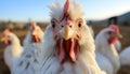 Enormous ecological chicken at domestic farm with factory chickens16k super quality image.