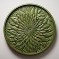 Hyperrealistic Sculpture: Green Plate With Leaf Decoration