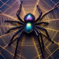 An enormous space arachnid, its body covered in iridescent scales, weaving ethereal starlight webs4