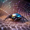 An enormous space arachnid, its body covered in iridescent scales, weaving ethereal starlight webs1