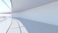 enormous white hall with exterior lighting large internal architecture white open space, 3d rendering Royalty Free Stock Photo