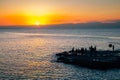 Enoshima island Chigogafuchi Marine Plateau sunset sea in kanagawa, Japan