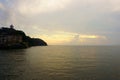 Enoshima is a small offshore island. Sunset, sky and sea