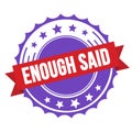 ENOUGH SAID text on red violet ribbon stamp