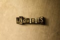 ENQUIRIES - close-up of grungy vintage typeset word on metal backdrop Royalty Free Stock Photo