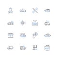 Enquiry desk line icons collection. Assistance, Inquiries, Reception, Response, Help, Information, Queries vector and