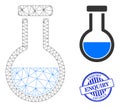 Enquiry Scratched Rubber Imprint and Web Carcass Analysis Flask Vector Icon