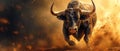 An Enraged Bull Actively Engages In Stock Market And Cryptocurrency Trading