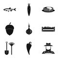 Enriched icons set, simple style Royalty Free Stock Photo