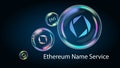 ENS Ethereum Name Service token symbol in soap bubble. Decentralized names for wallets, websites and more. The financial pyramid