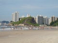 Enseada beach and Pitangueiras parasol sky Guaruja Sao Paulo Brazil